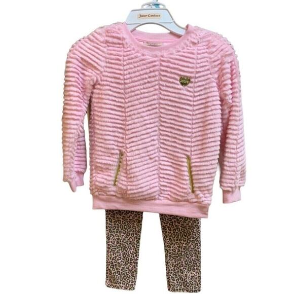 Juicy Couture Girls Pink Plush Leopard Matching Set | Sz 5 | Cozy 2pc Outfit NWT - Picture 1 of 5